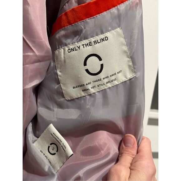 NWT ONLY THE BLIND Cherry Red Satin MOTORCYCLE BOMBER Unisex Small - Picture 7 of 16